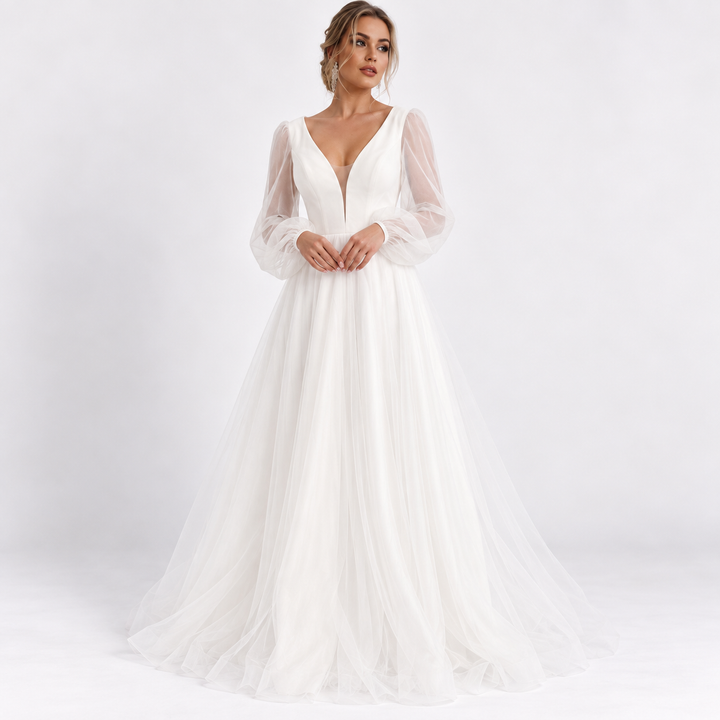 Ava Parker | Long Sleeve Tulle Wedding Dress For Women