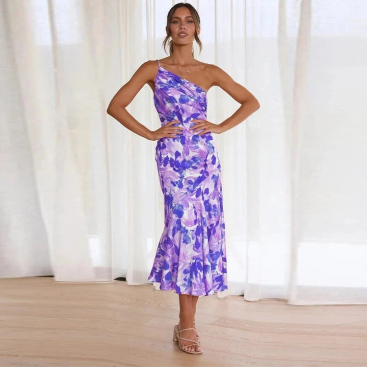 Sienna | Asymmetric Floral Print Midi Dress