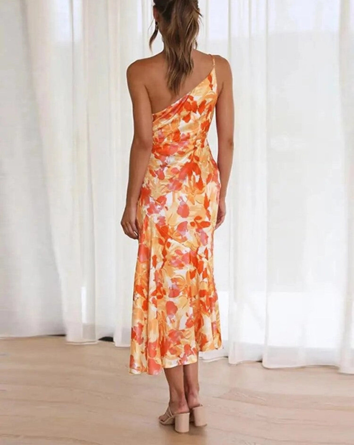 Sienna | Women’s Asymmetric Midi Dress with Floral Print