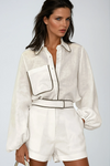 Sienna Wentworth | Contrast Trim Linen Shorts Set For Women