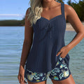 Ivy | Women’s Striped Tankini with Floral Shorts