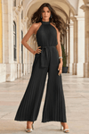 Celeste | Women's Pleated Halterneck Jumpsuit Wide Leg Sleeveless