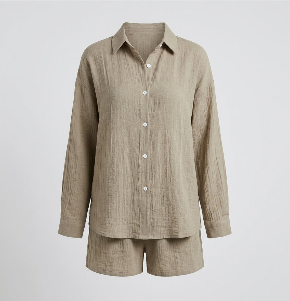 Brooke Lawson | Linen-Look Shirt &amp; Shorts Set For Women
