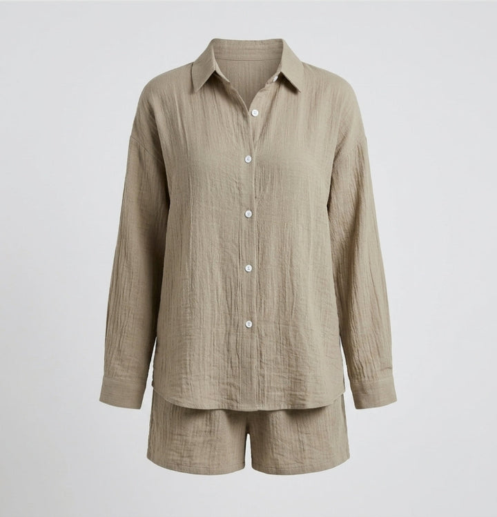 Brooke Lawson | Linen-Look Shirt &amp; Shorts Set For Women