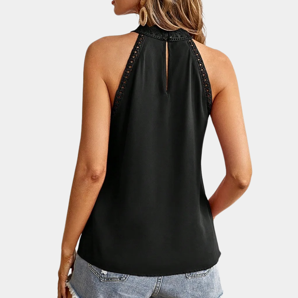 Lara | Women’s Halter Neck Top with Lace Yoke