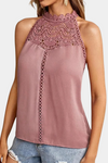 Lara | Women's Halter Neck Lace Yoke Sleeveless Top