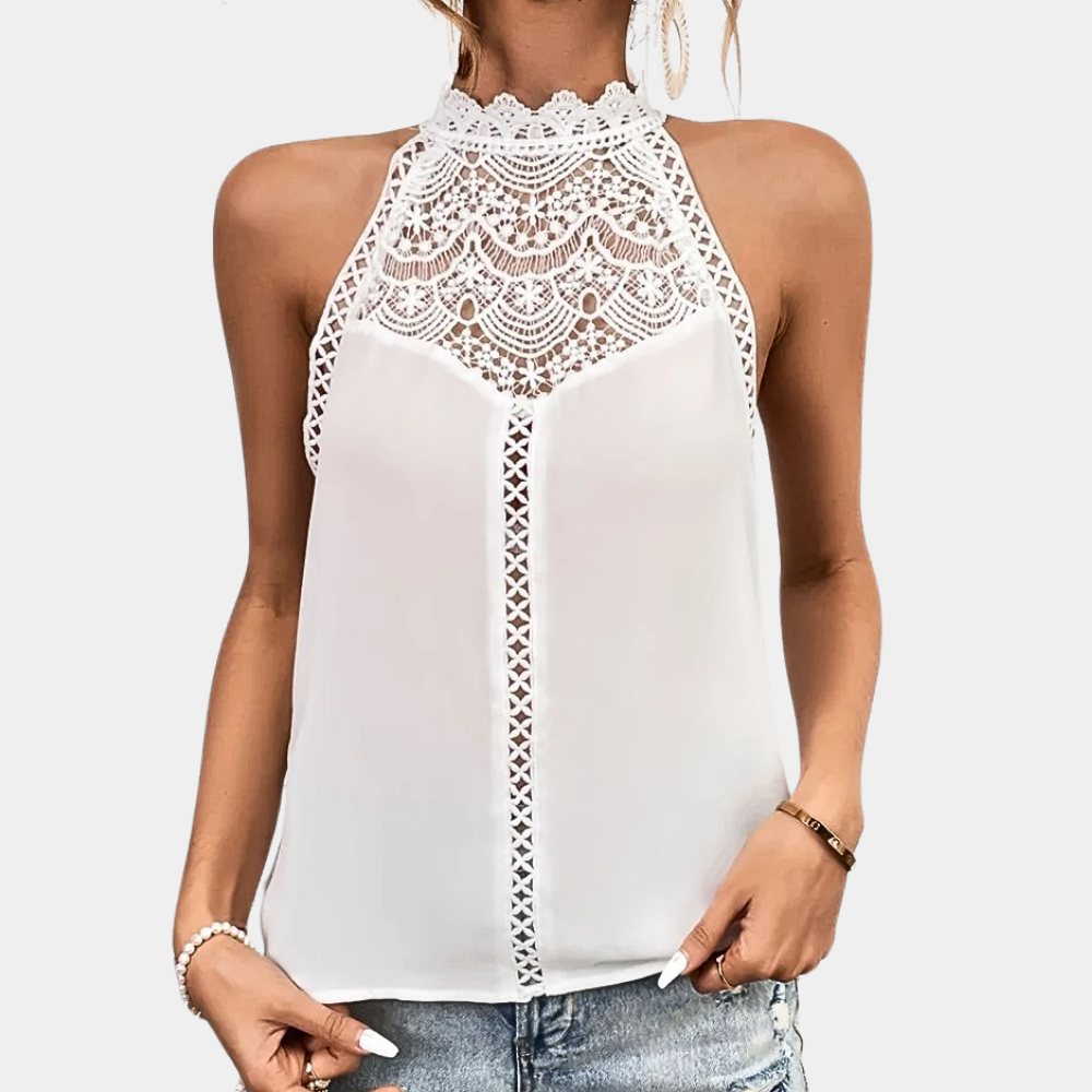 Lara | Women’s Halter Neck Top with Lace Yoke