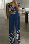 Luna | Women's Off Shoulder Wide Leg Printed Jumpsuit