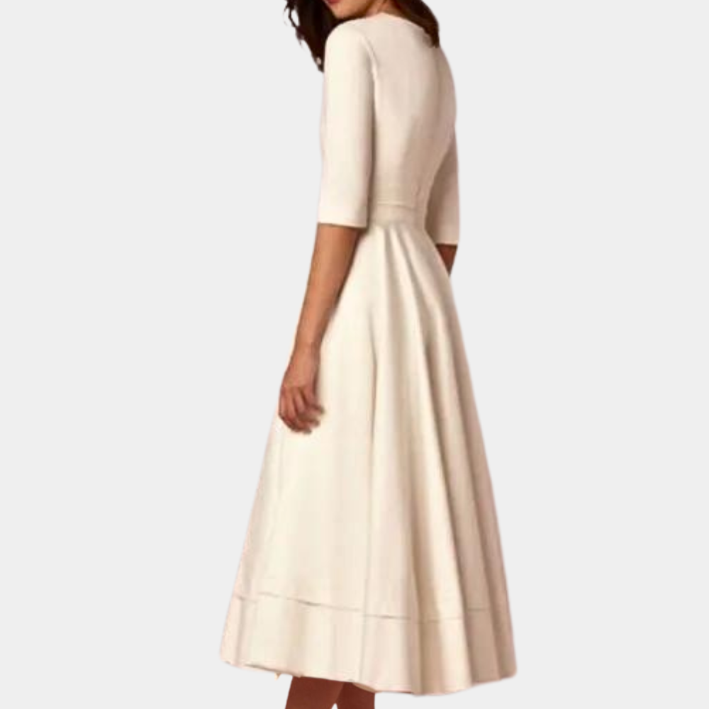 Nora | Women’s Classic Midi A-Line Dress with Waist