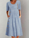 Linda | Women’s Button Detail A-Line Dress with Buttons