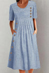 Linda | Button Detail A-Line Dress
