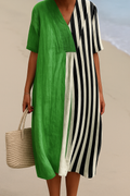 Jai | Women’s Vibrant Green Dress with Stripes