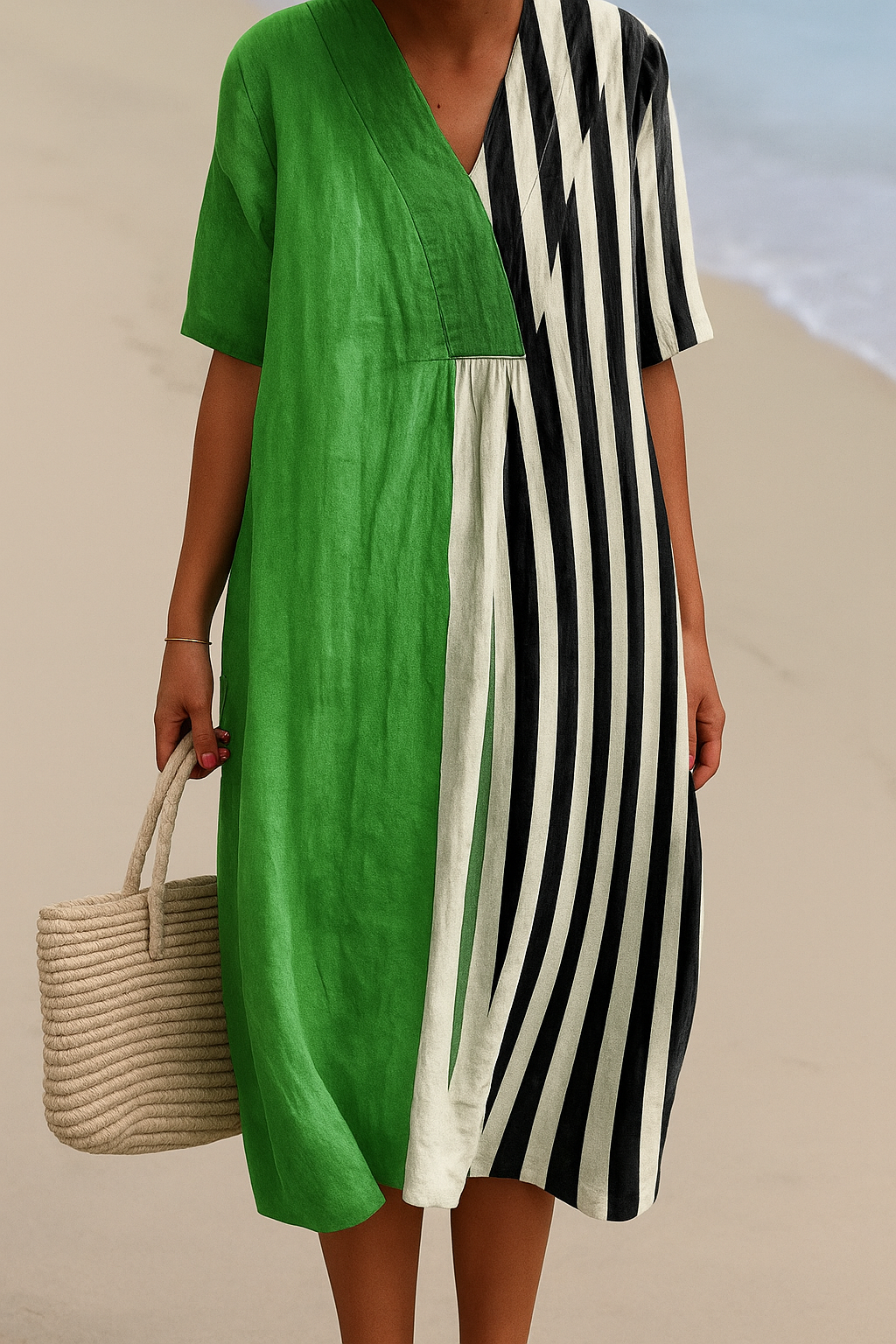 Jai | Women’s Vibrant Green Dress with Stripes