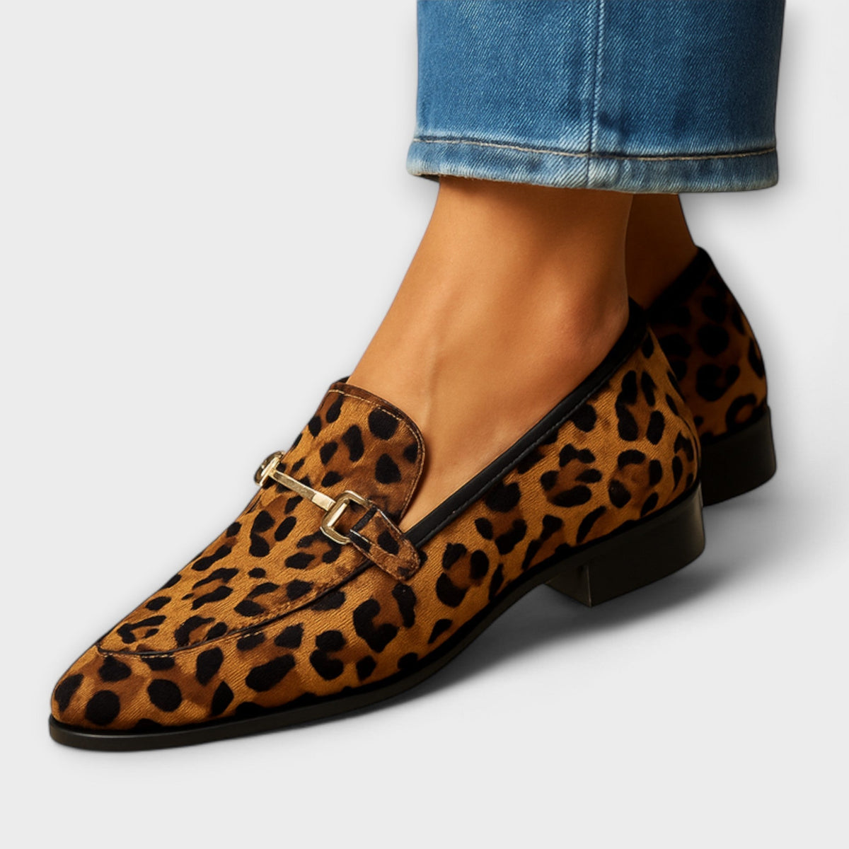 Rita | Women’s Leopard Loafers with Metal Bar Trim