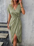Audrey | Women’s Wrap Midi Dress with Self-Tie Belt