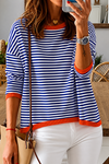 Hailey | Women's Oversized Striped Sweatshirt with Contrast Trim