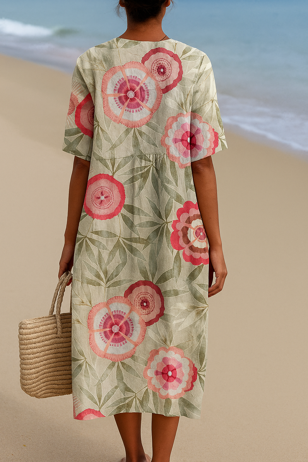 Kaitlyn | Women’s Leaf Mandala Floral Dress with V-Neck