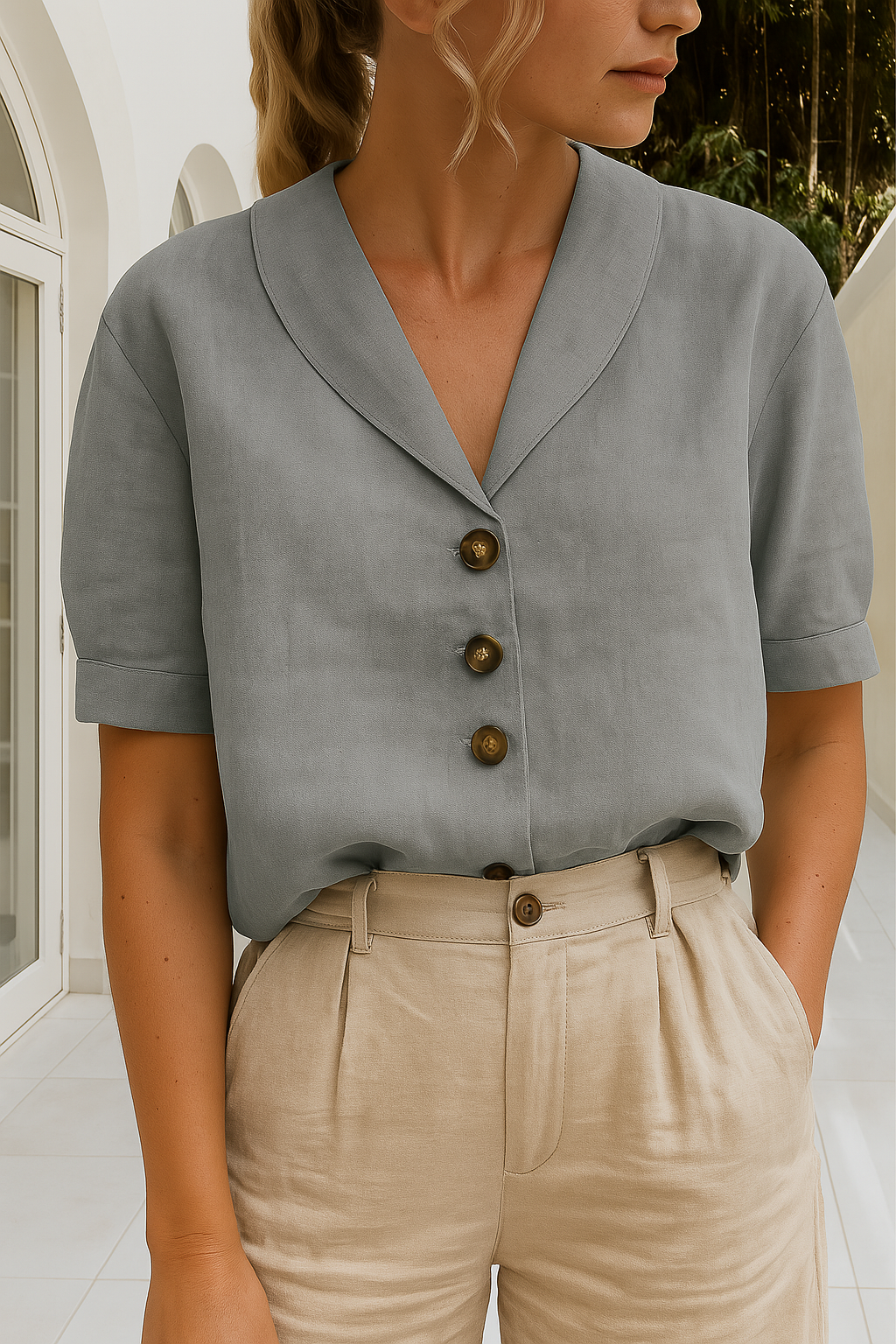 Ethel | Women’s Elegant Blouse with Subtle Neckline