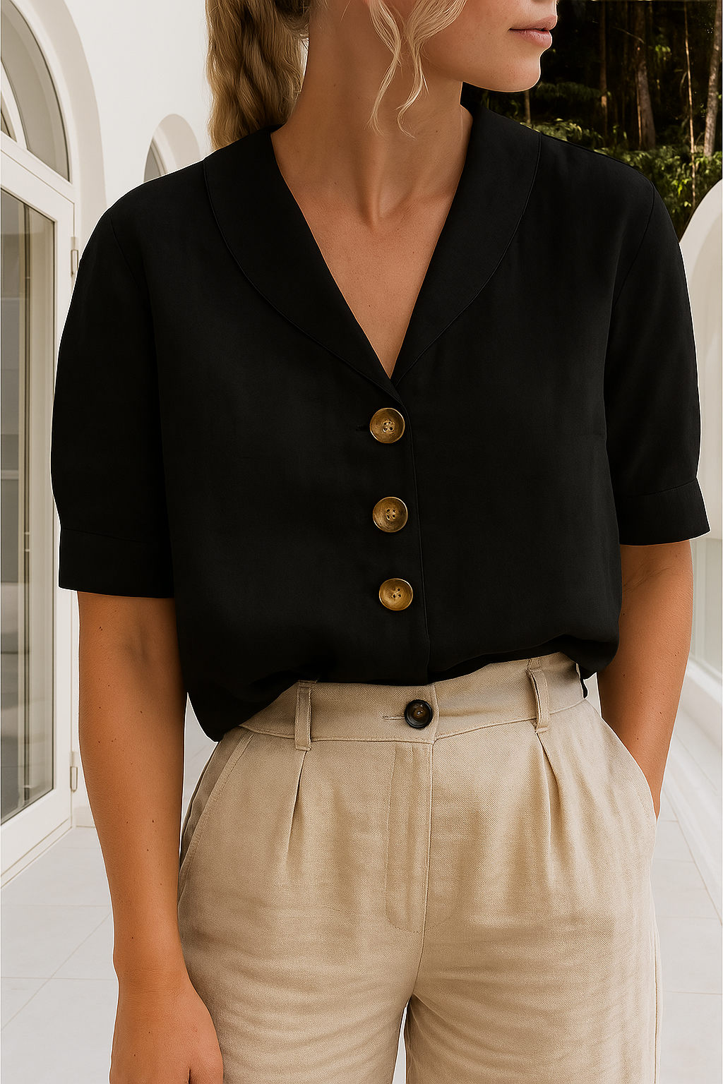 Ethel | Women’s Elegant Blouse with Subtle Neckline