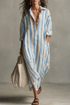 Xara | Women's Striped Collared Maxi Shirt Dress