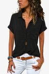 Mila | Women's Short Sleeve Button Down Shirt Chest Pocket Top
