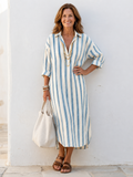 Imara | Women’s Striped Midi Dress with Relaxed Fit