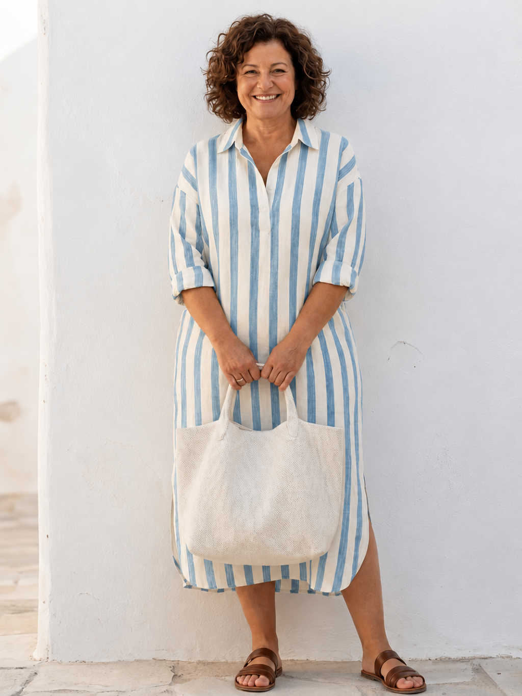 Imara | Women’s Striped Midi Dress with Relaxed Fit