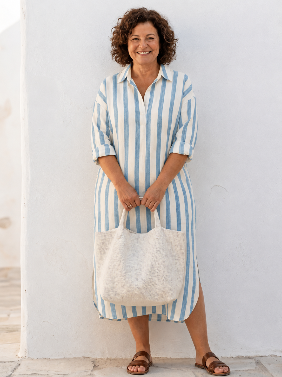 Imara | Women’s Striped Midi Dress with Relaxed Fit