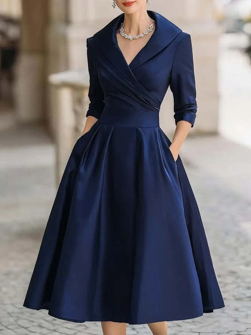 Chic A-Line Dress – Stylish Lapel Design for Effortless Summer Elegance
