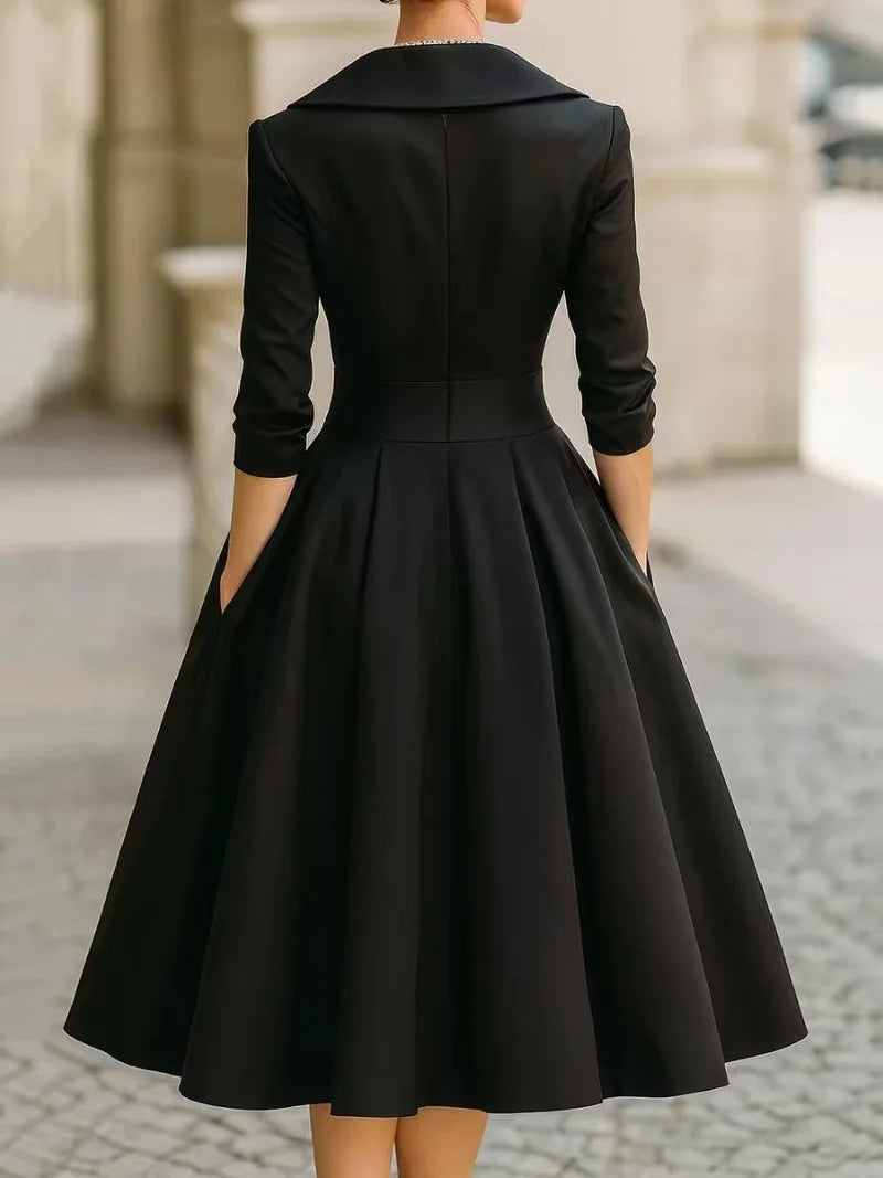 Chic A-Line Dress – Stylish Lapel Design for Effortless Summer Elegance