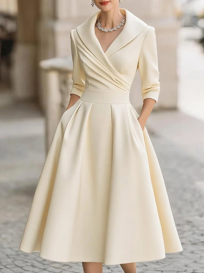 Chic A-Line Dress – Stylish Lapel Design for Effortless Summer Elegance