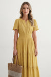 Chloe Evans | Tiered Flutter-Sleeve Maxi Dress For Women