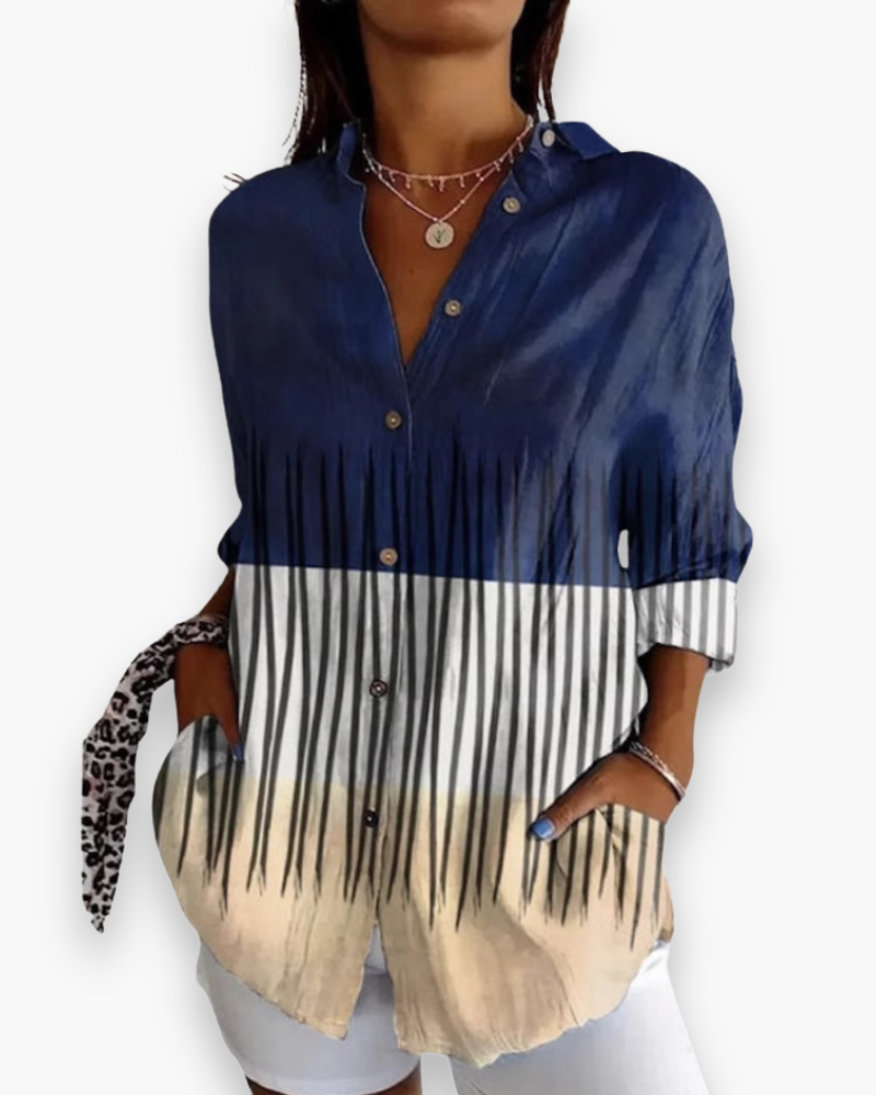 Nova | Women's Printed Long Sleeve Shirt with Embroidery