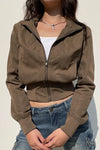 Women’s Cropped Zip-Up Jacket with Fitted Waist and Sporty Minimalist Design