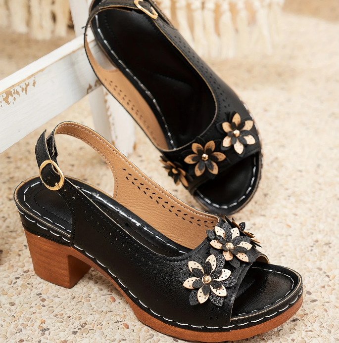 Haisley | Women’s High Heel Sandal with Floral Embellishments
