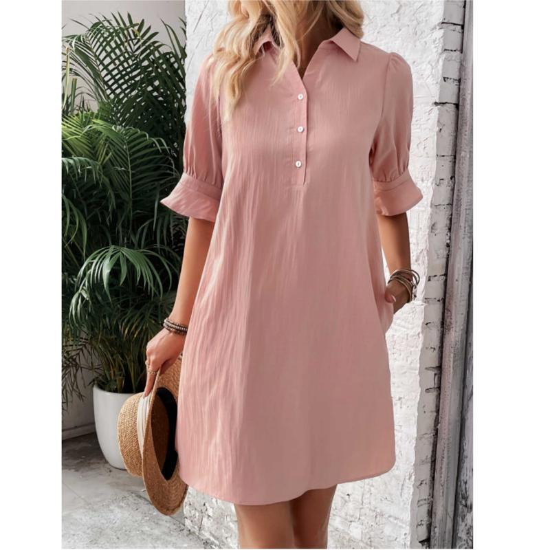 Ember | Women’s Collared Shirt Dress with Ruffle Sleeves