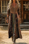 Indie | Women's Boho Patchwork Print Maxi Dress Long Sleeve