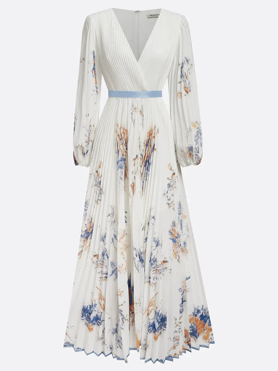 Halston | Women’s V-Neck Maxi Dress with Puff Sleeves