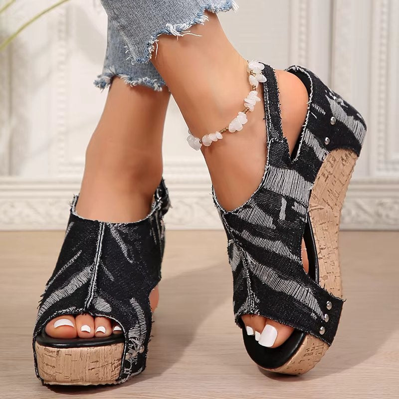 DenimLift | Women’s Wedge Sandals with Lift