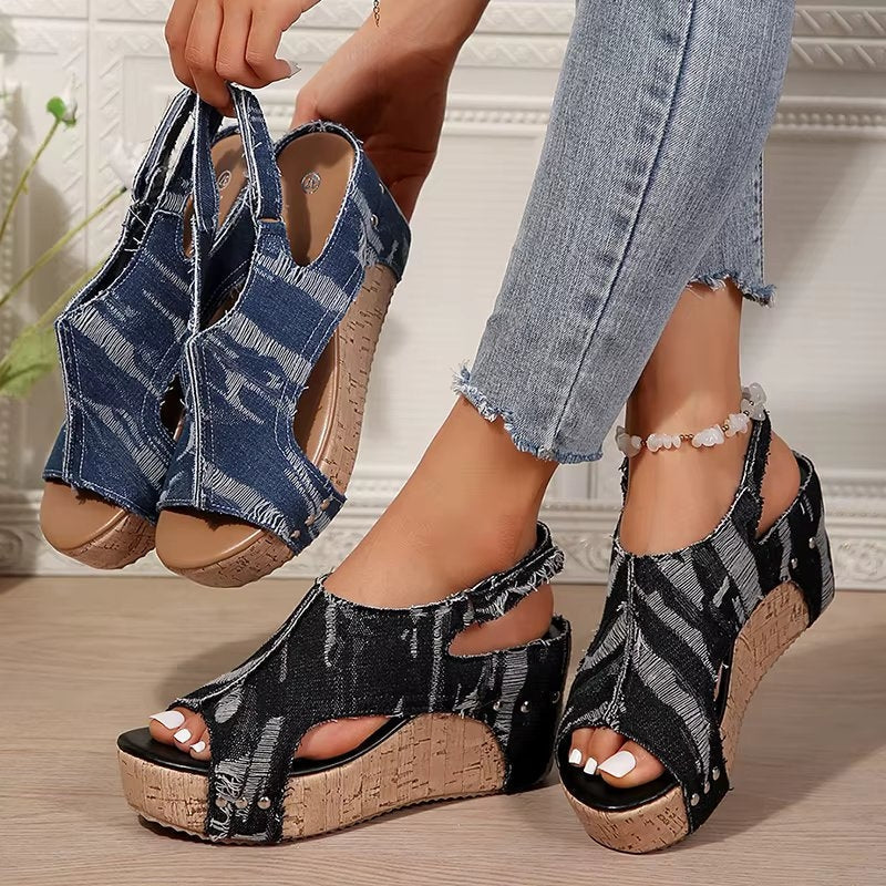 DenimLift | Women’s Wedge Sandals with Lift