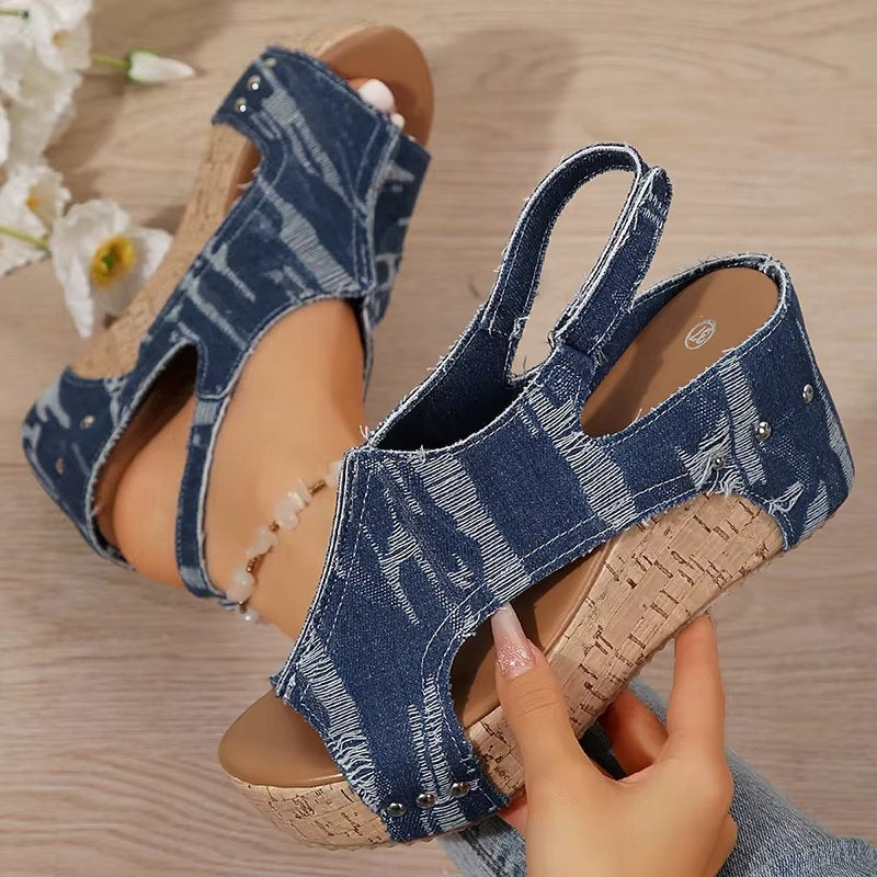 DenimLift | Women’s Wedge Sandals with Lift