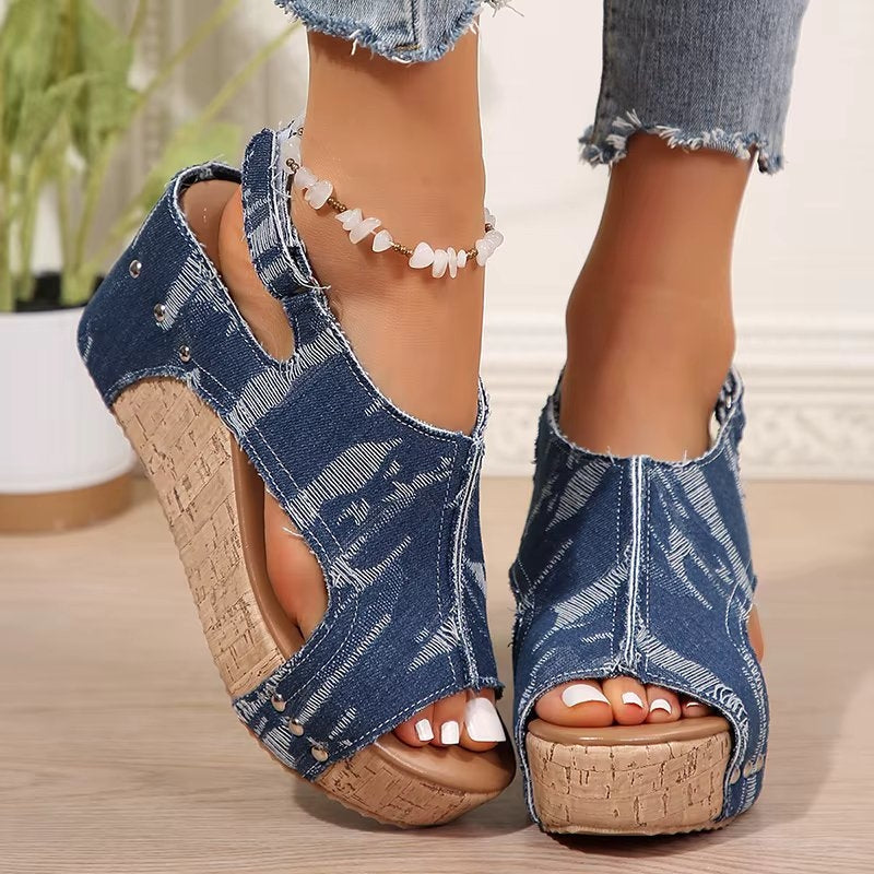 DenimLift | Women’s Wedge Sandals with Lift