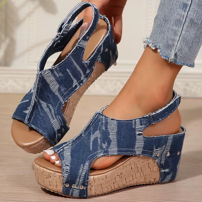 DenimLift | Women’s Wedge Sandals with Lift