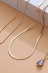 Layered Necklace with Gold-Colored Zirconia Pendant