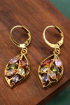 Sophia | Women’s Leaf Drop Earrings with Colour Stones