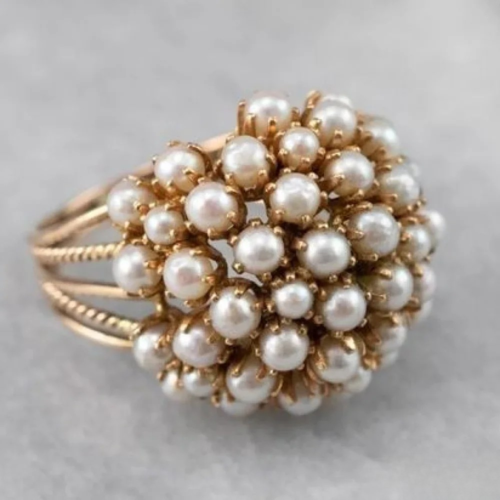 Salma | Women’s Pearl Cluster Ring with Floral Design
