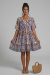 Brooke Flemming | V-Neck Flared Sleeve Paisley Mini Dress For Women