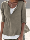 Cleo | Women’s Layered Blouse with V-Neck 3/4 Sleeves