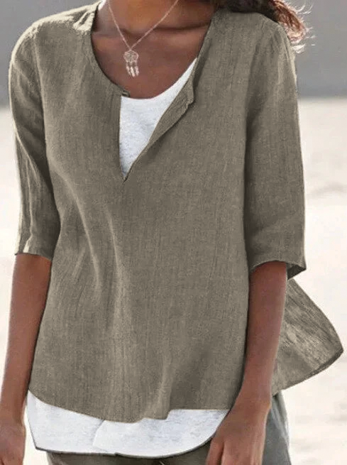Cleo | Women’s Layered Blouse with V-Neck 3/4 Sleeves