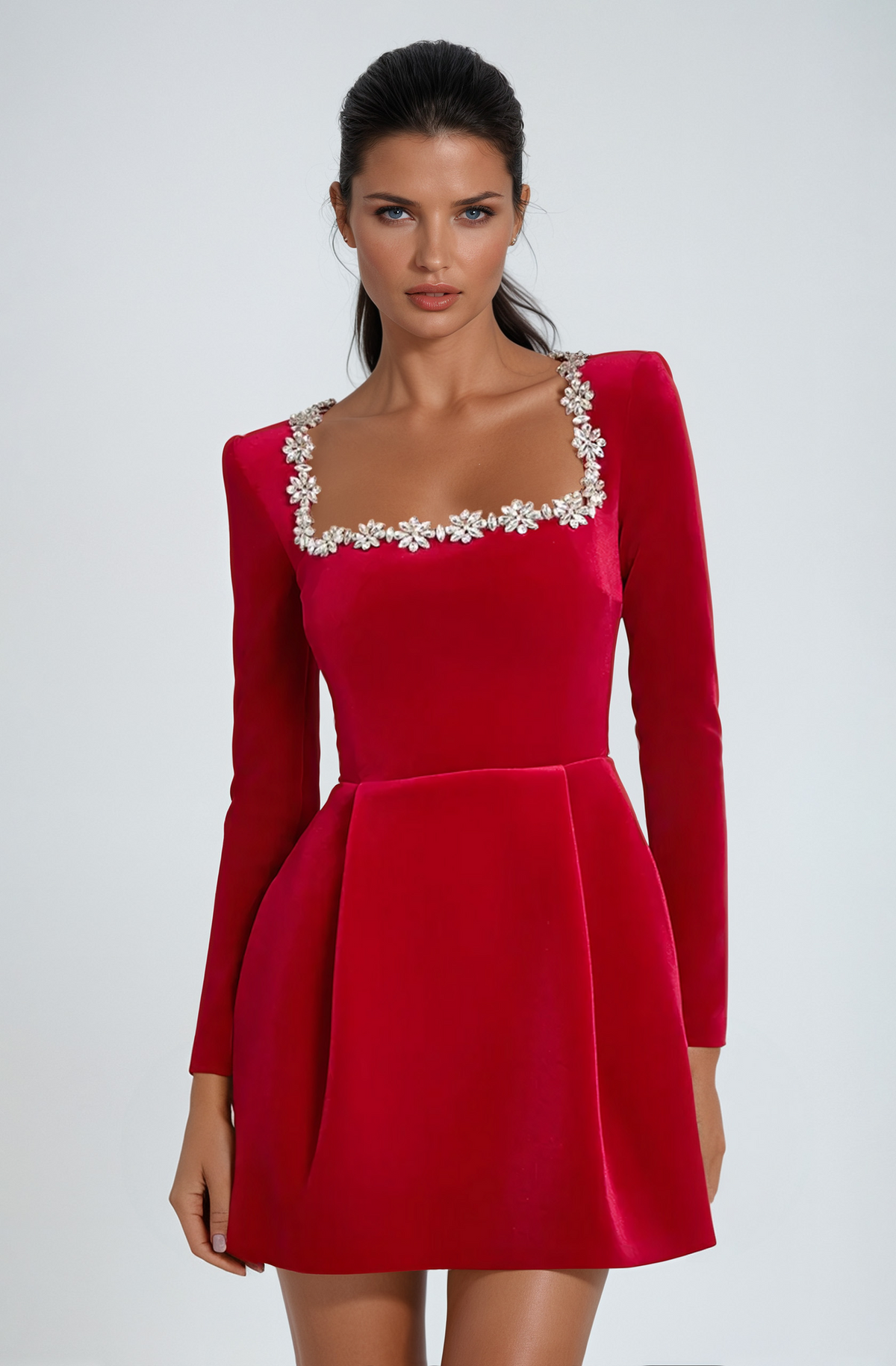 Lina | Women’s Elegant Mini Dress with Beaded Neckline